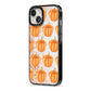 Shimmery Pumpkins iPhone 13 Black Impact Case Side Angle on Silver phone