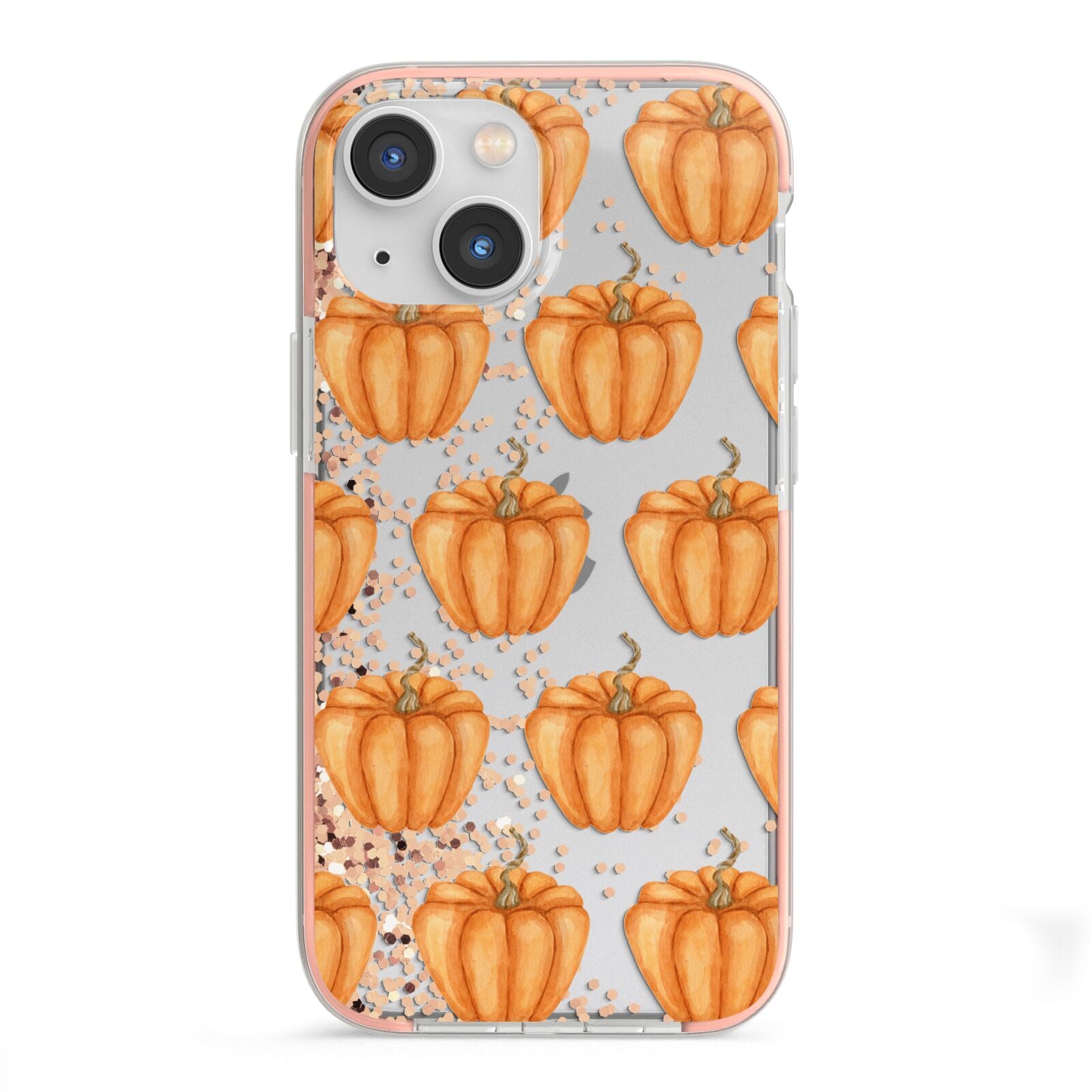 Shimmery Pumpkins iPhone 13 Mini TPU Impact Case with Pink Edges
