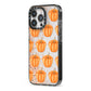 Shimmery Pumpkins iPhone 13 Pro Black Impact Case Side Angle on Silver phone