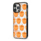 Shimmery Pumpkins iPhone 13 Pro Max Black Impact Case Side Angle on Silver phone