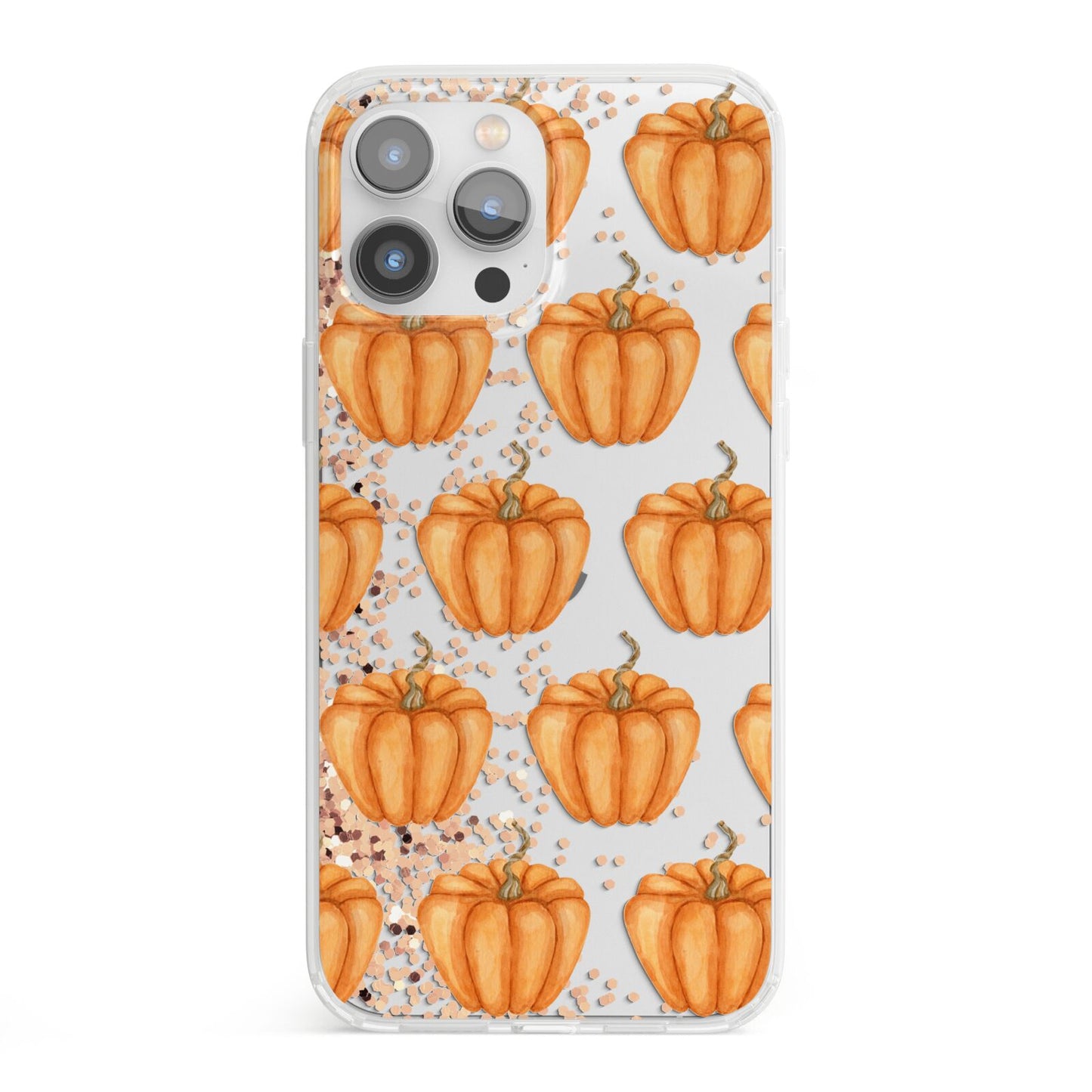 Shimmery Pumpkins iPhone 13 Pro Max Clear Bumper Case