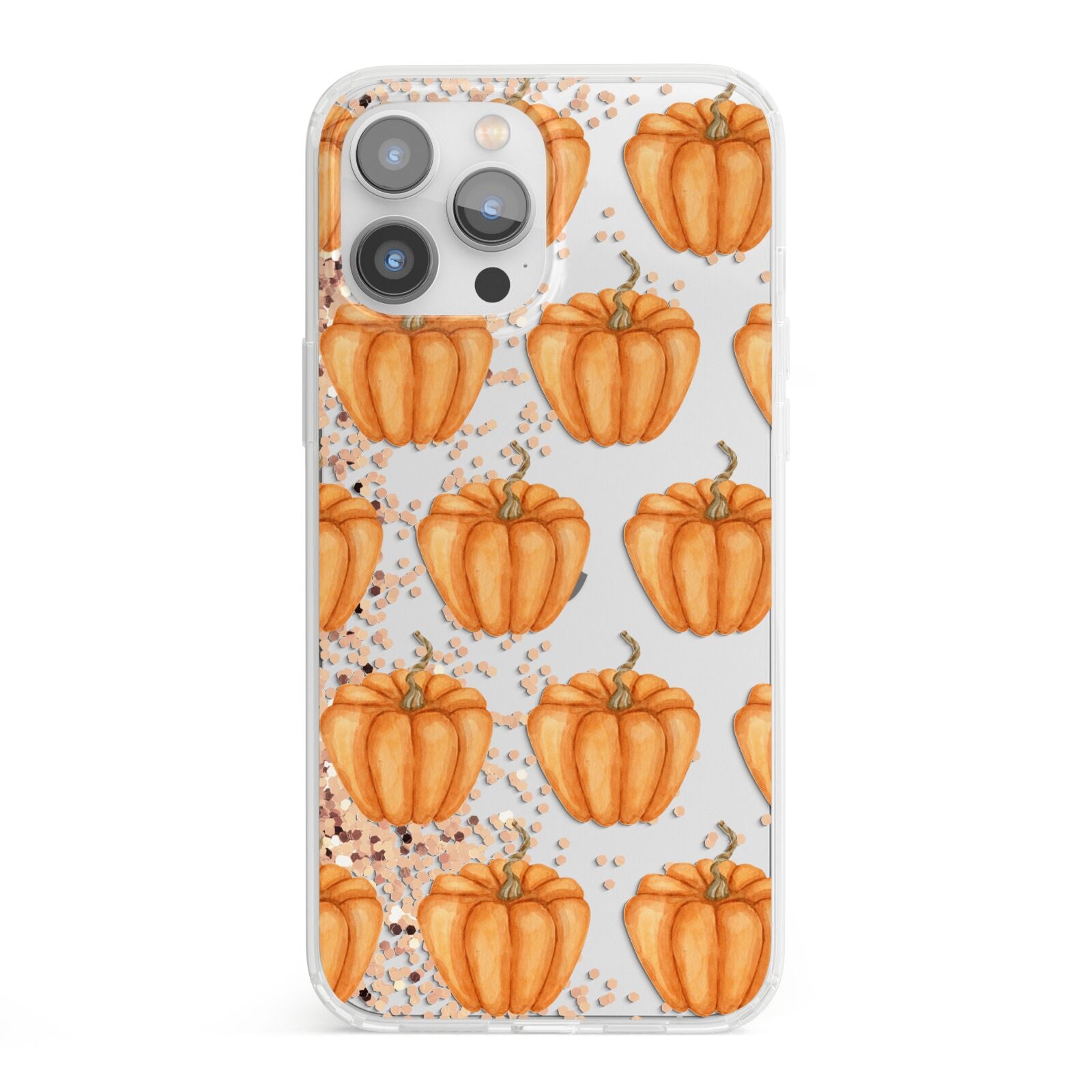Shimmery Pumpkins iPhone 13 Pro Max Clear Bumper Case