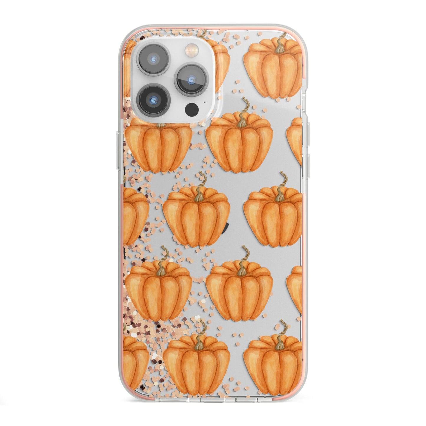 Shimmery Pumpkins iPhone 13 Pro Max TPU Impact Case with Pink Edges