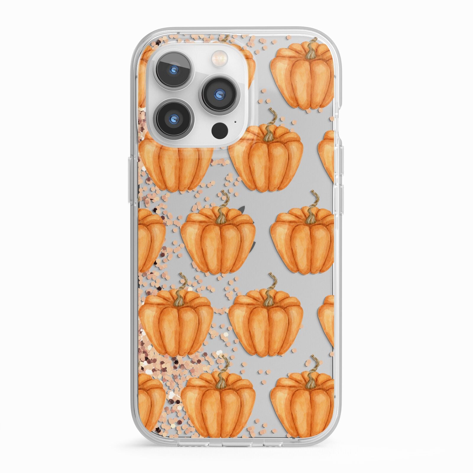 Shimmery Pumpkins iPhone 13 Pro TPU Impact Case with White Edges