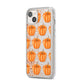 Shimmery Pumpkins iPhone 14 Plus Clear Tough Case Starlight Angled Image