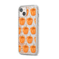 Shimmery Pumpkins iPhone 14 Plus Clear Tough Case Starlight Angled Image