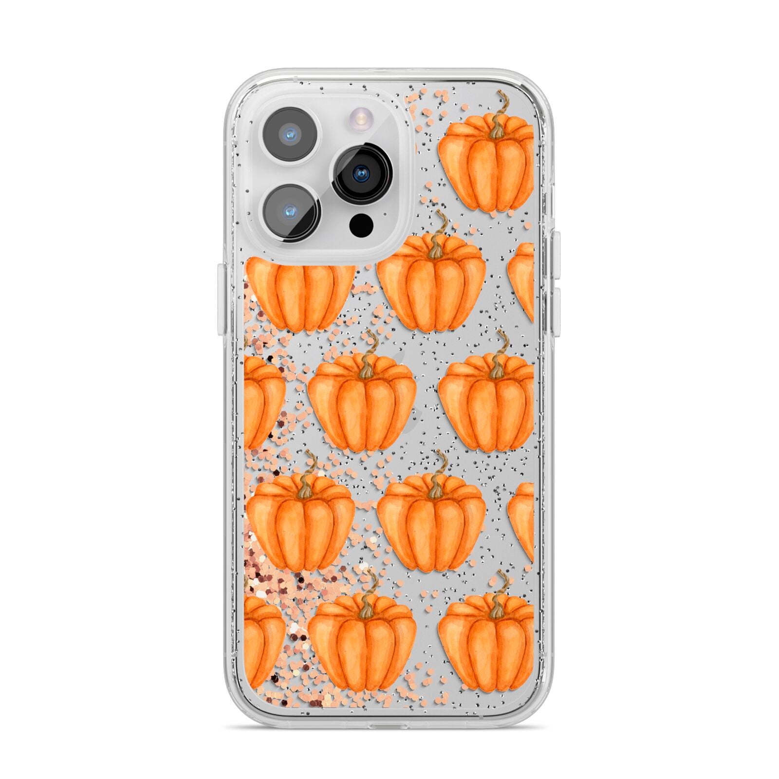 Shimmery Pumpkins iPhone 14 Pro Max Glitter Tough Case Silver