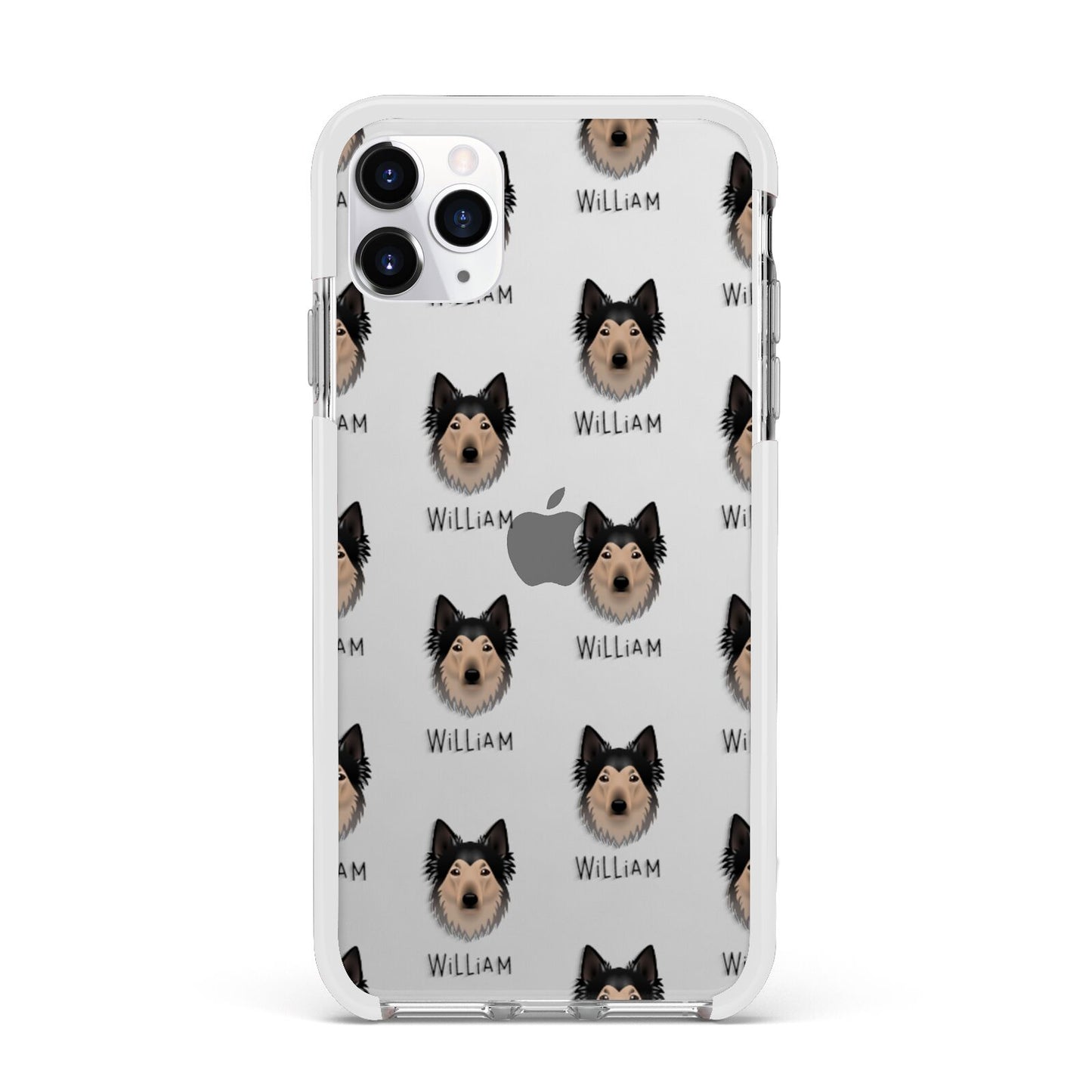 Shollie Icon with Name Apple iPhone 11 Pro Max in Silver with White Impact Case