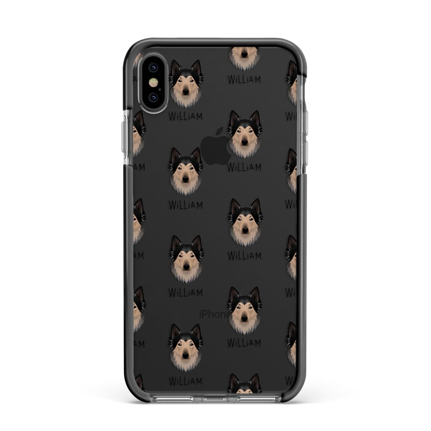 Shollie Icon with Name Apple iPhone Xs Max Impact Case Black Edge on Black Phone