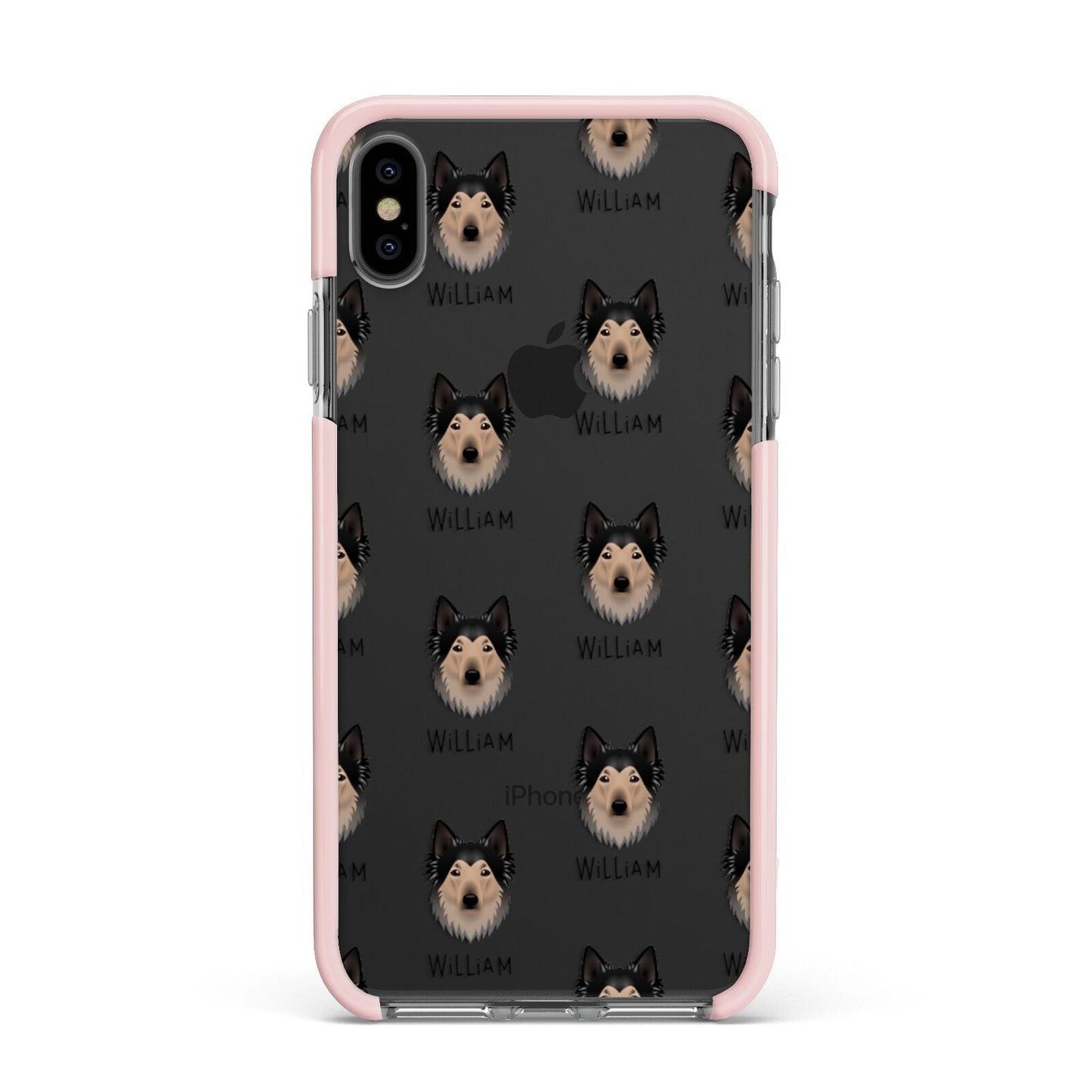 Shollie Icon with Name Apple iPhone Xs Max Impact Case Pink Edge on Black Phone
