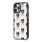 Shollie Icon with Name iPhone 13 Pro Max Black Impact Case Side Angle on Silver phone