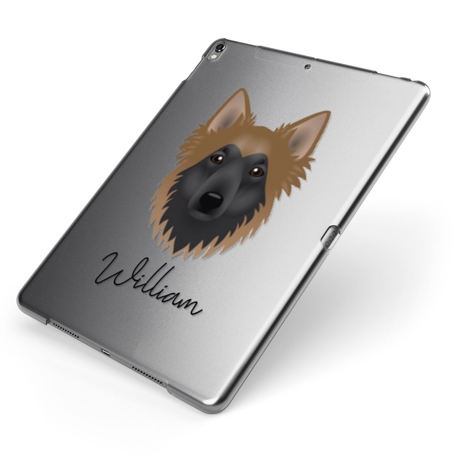 Shollie Personalised Apple iPad Case on Grey iPad Side View