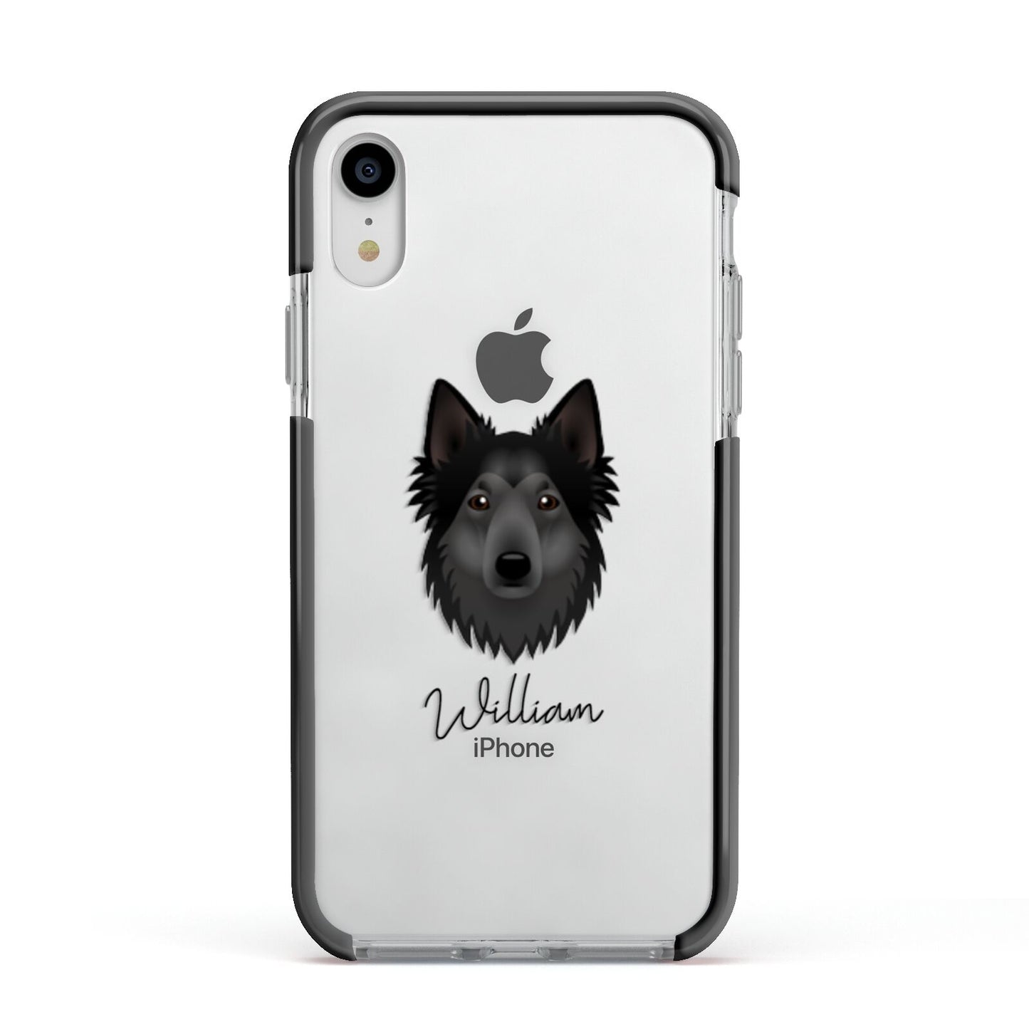 Shollie Personalised Apple iPhone XR Impact Case Black Edge on Silver Phone