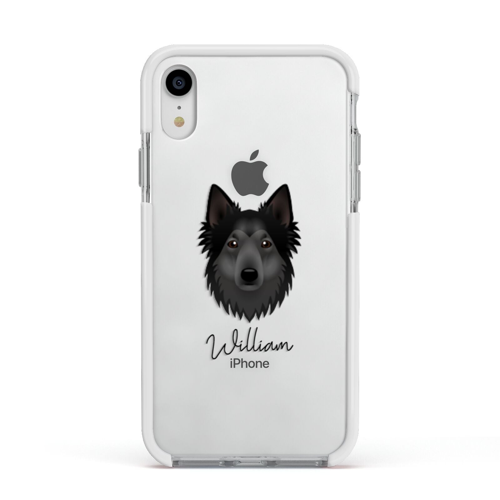 Shollie Personalised Apple iPhone XR Impact Case White Edge on Silver Phone