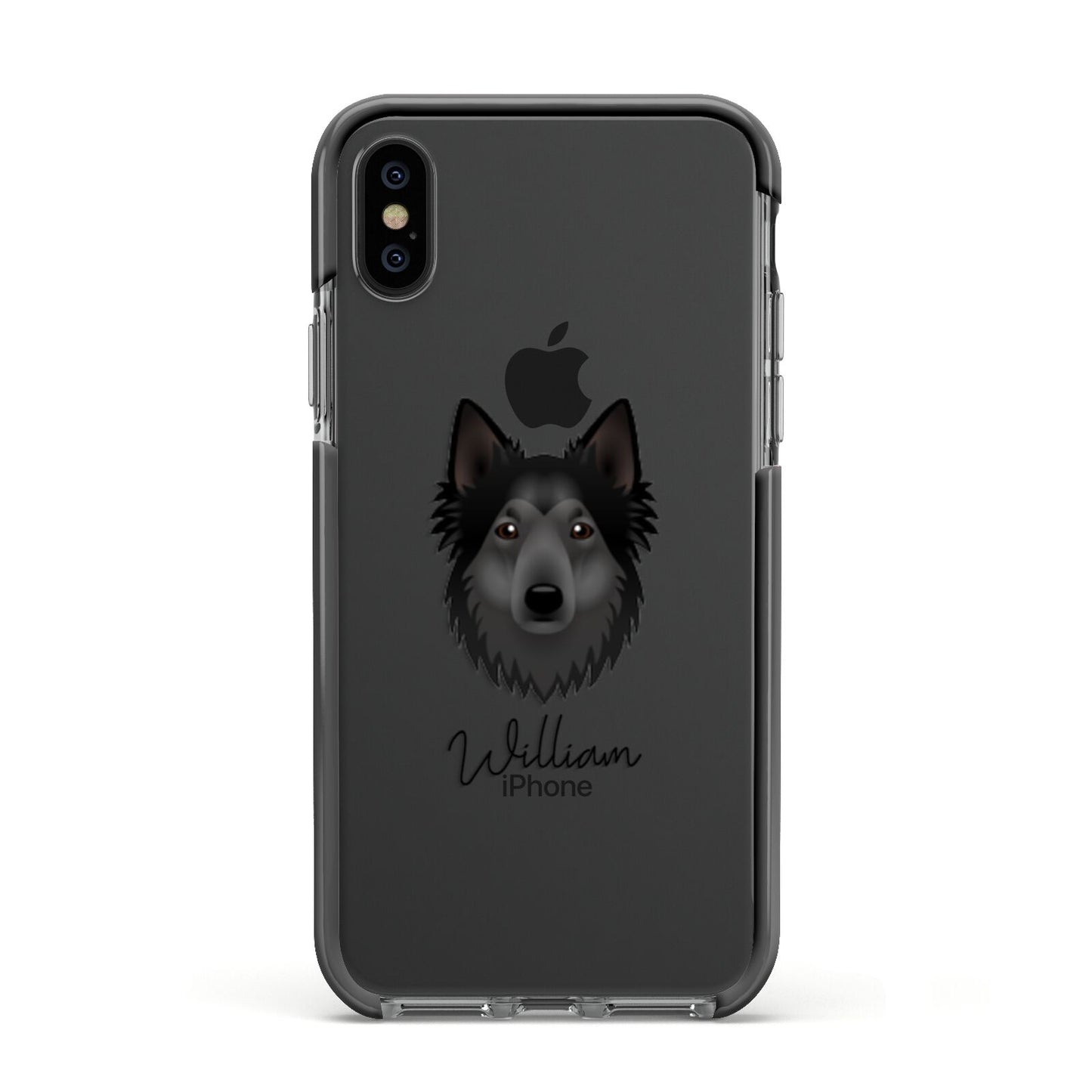 Shollie Personalised Apple iPhone Xs Impact Case Black Edge on Black Phone