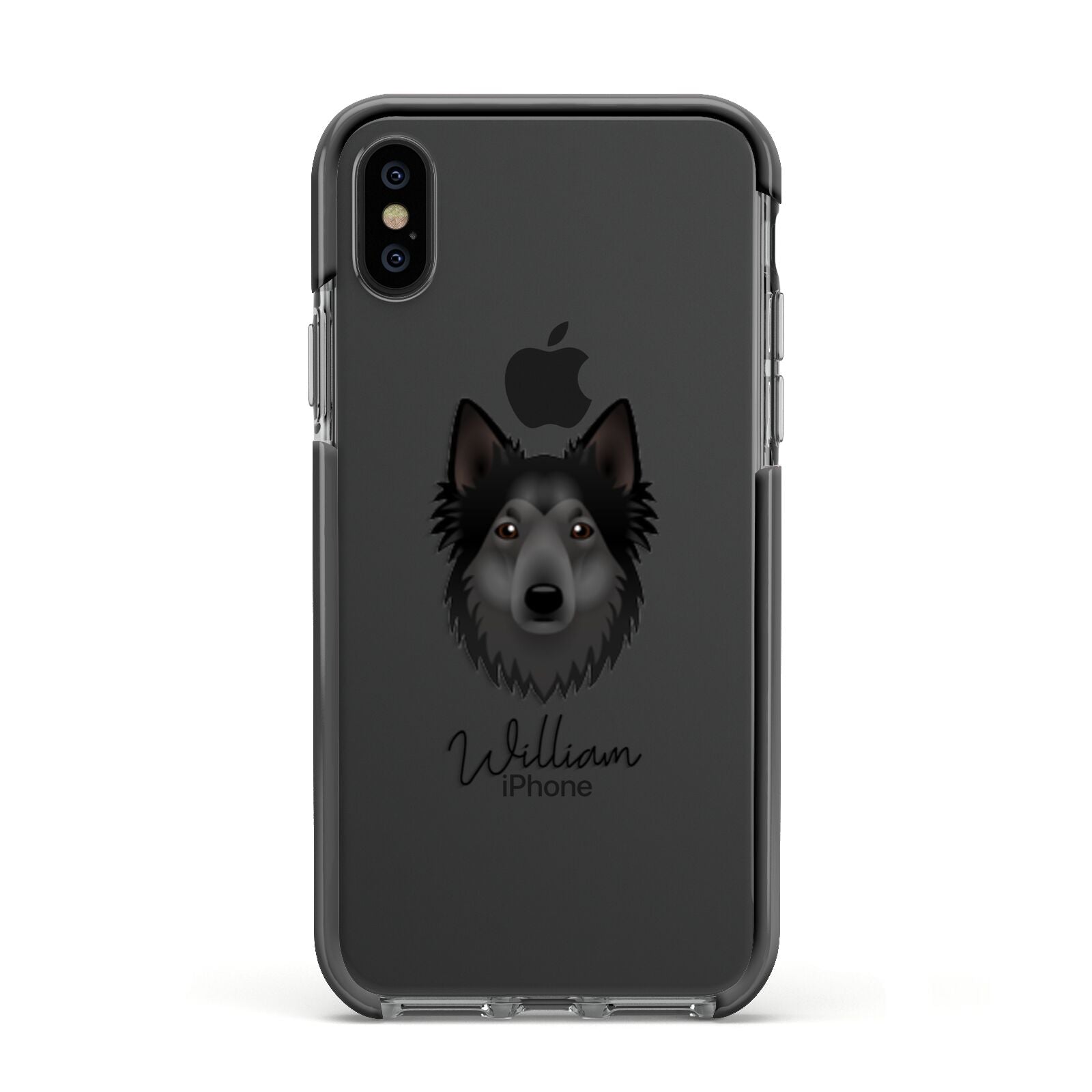 Shollie Personalised Apple iPhone Xs Impact Case Black Edge on Black Phone