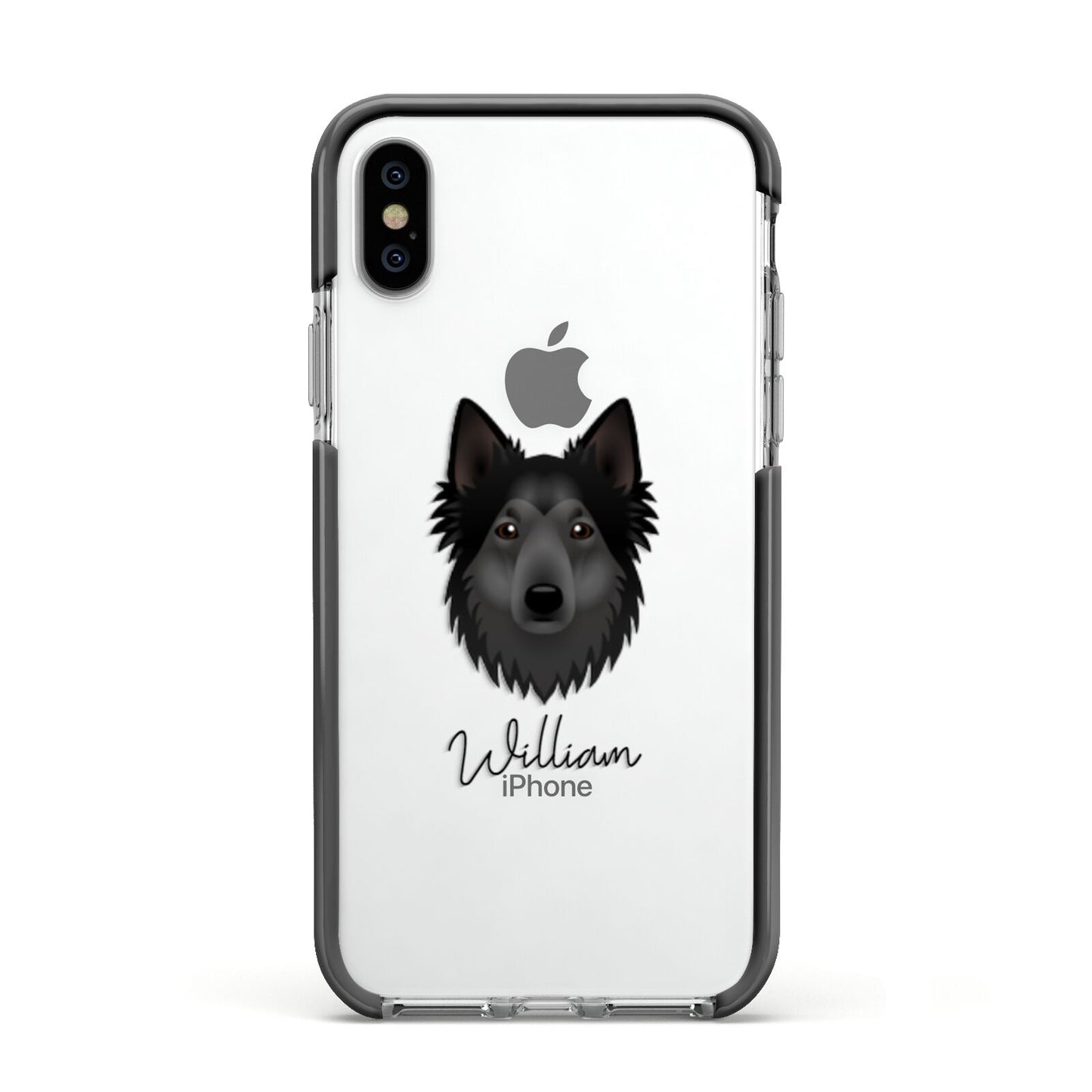 Shollie Personalised Apple iPhone Xs Impact Case Black Edge on Silver Phone