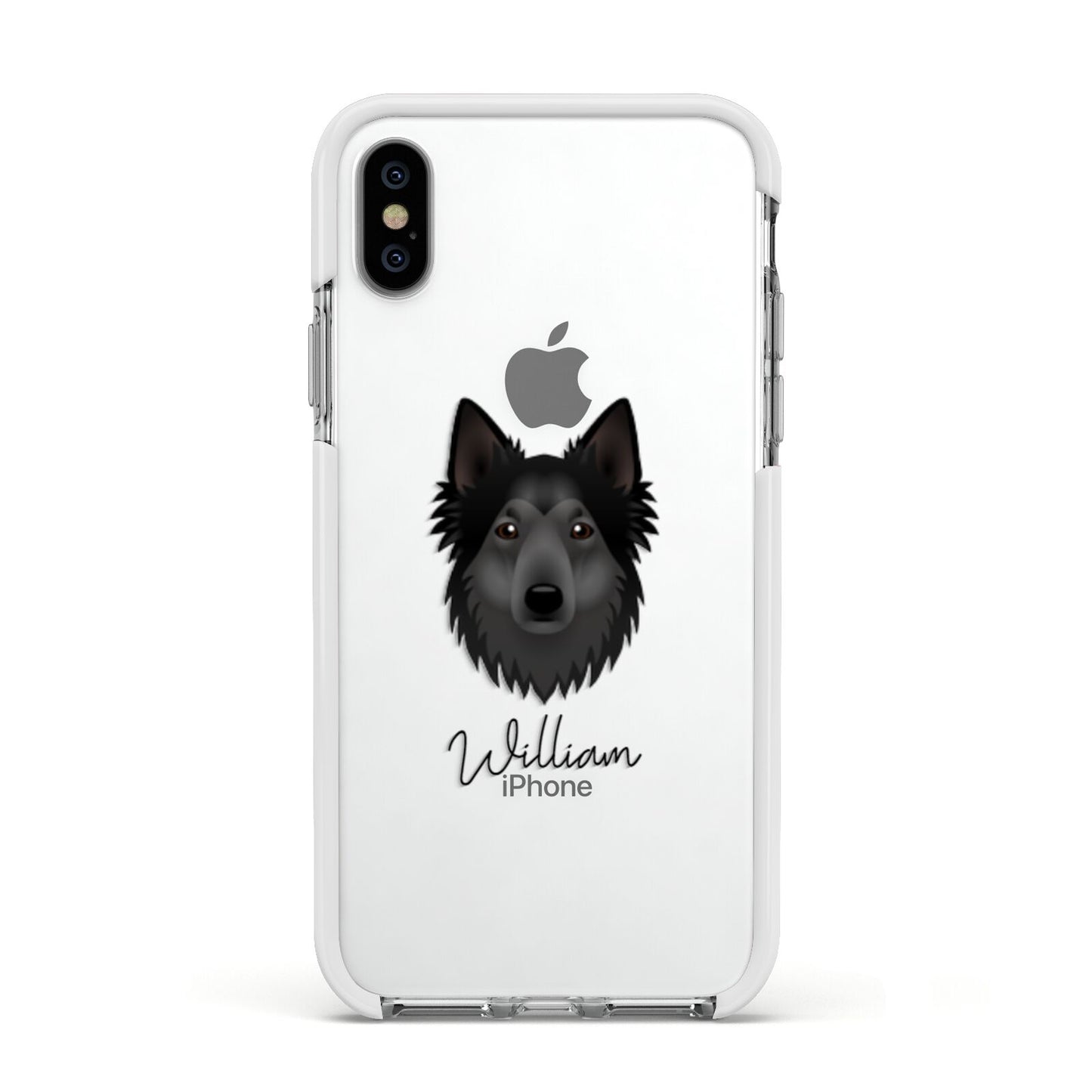 Shollie Personalised Apple iPhone Xs Impact Case White Edge on Silver Phone