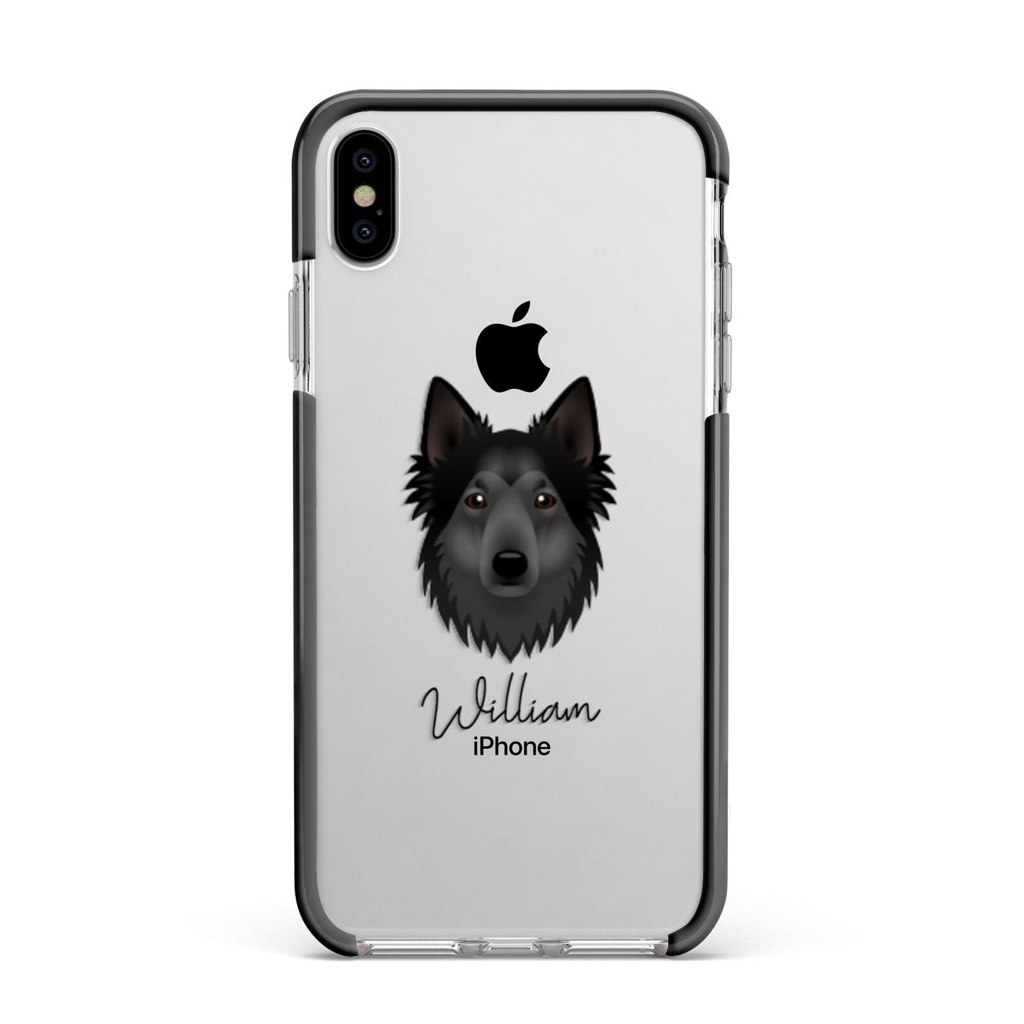 Shollie Personalised Apple iPhone Xs Max Impact Case Black Edge on Silver Phone