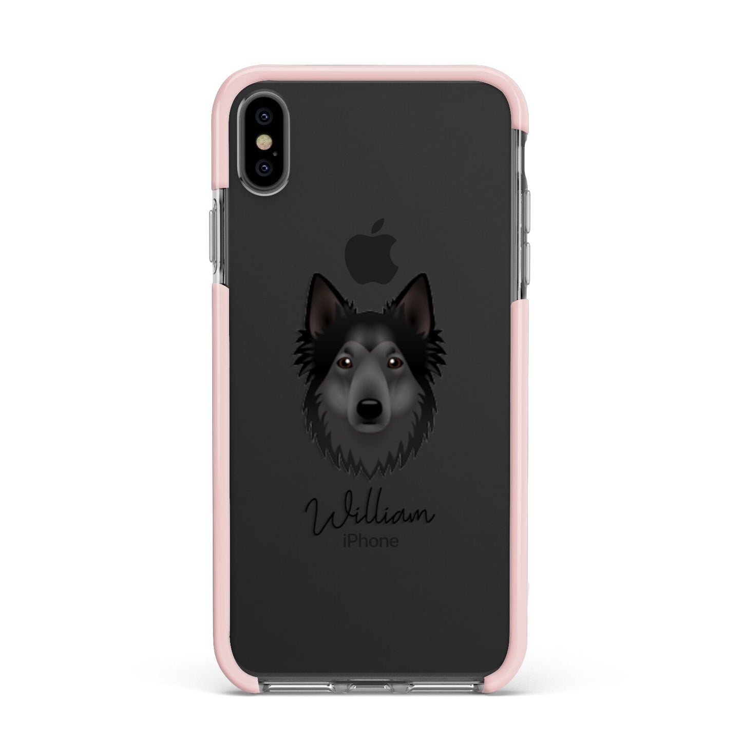 Shollie Personalised Apple iPhone Xs Max Impact Case Pink Edge on Black Phone