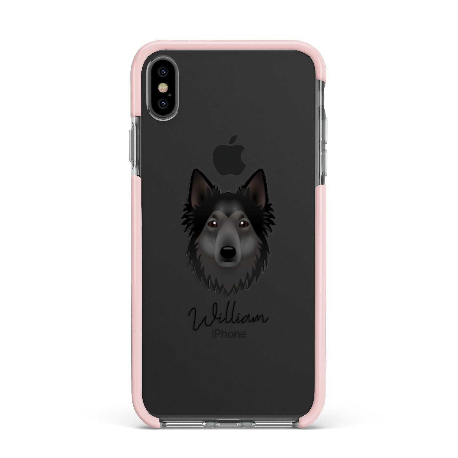Shollie Personalised Apple iPhone Xs Max Impact Case Pink Edge on Black Phone