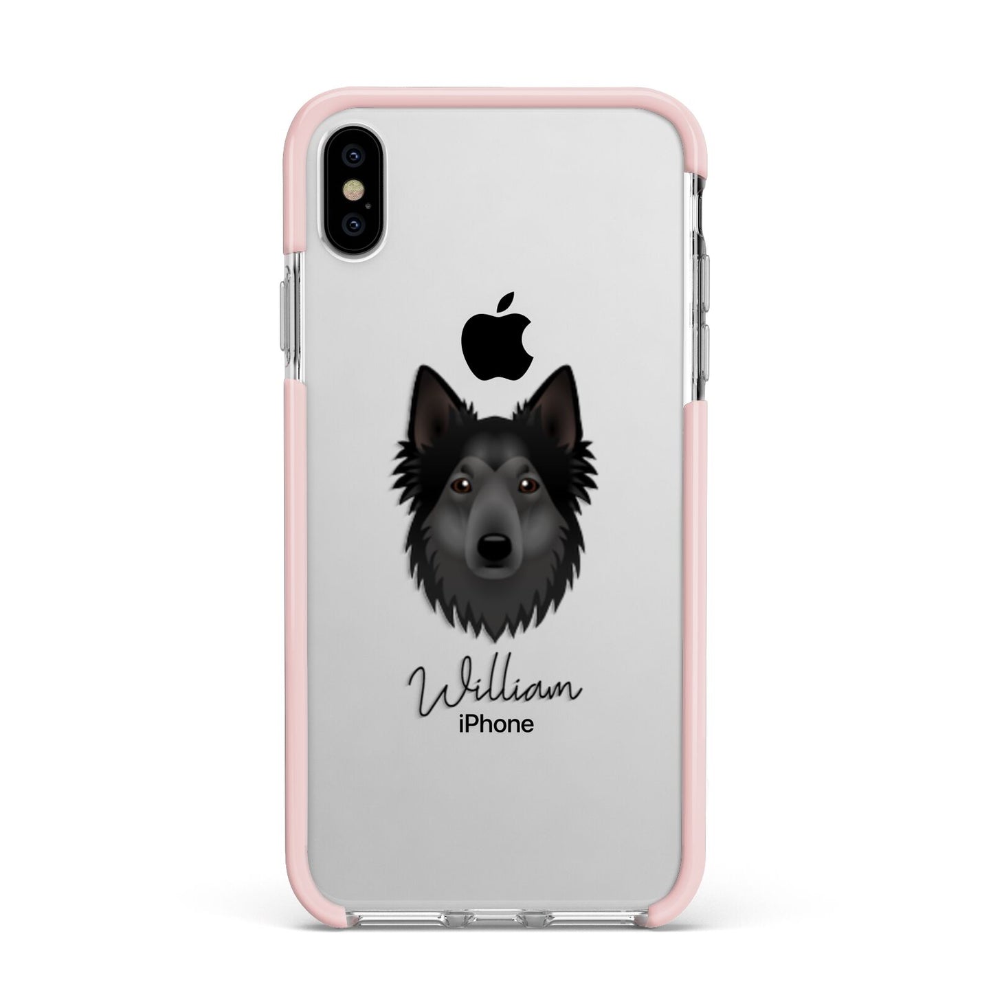 Shollie Personalised Apple iPhone Xs Max Impact Case Pink Edge on Silver Phone