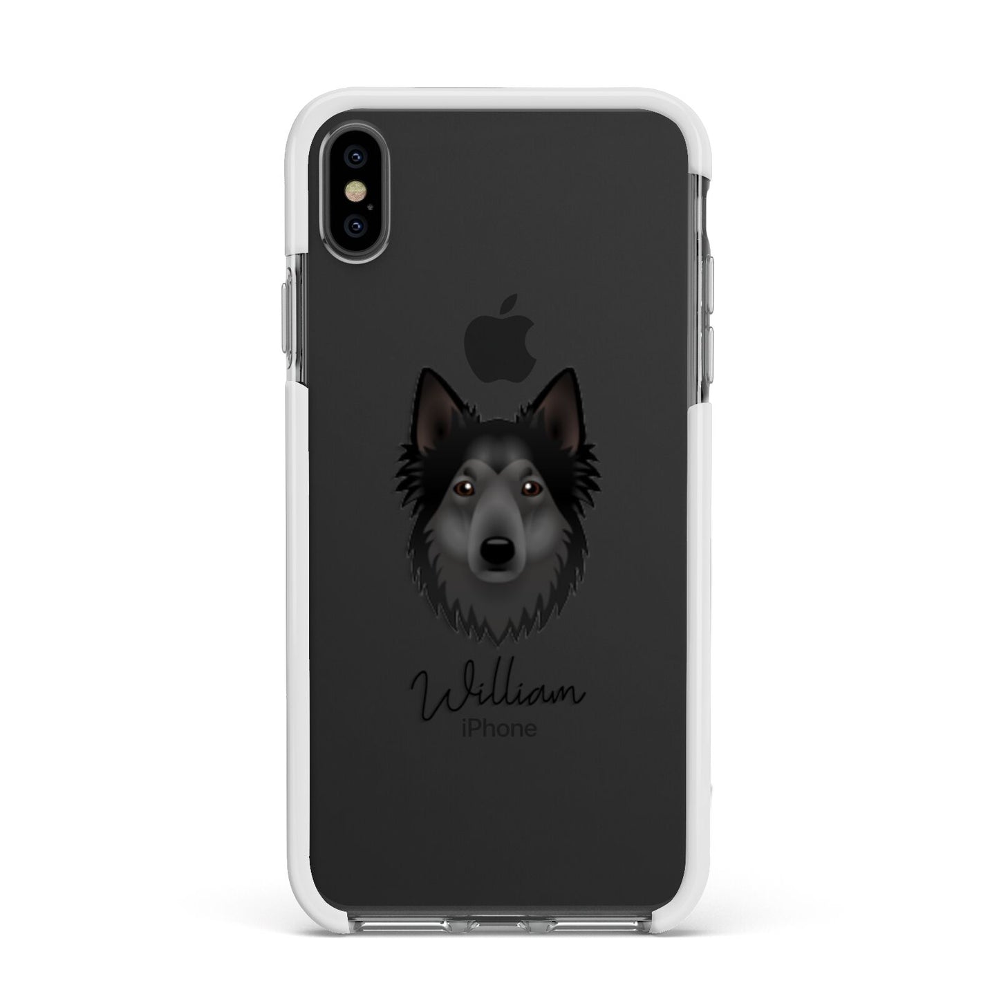 Shollie Personalised Apple iPhone Xs Max Impact Case White Edge on Black Phone