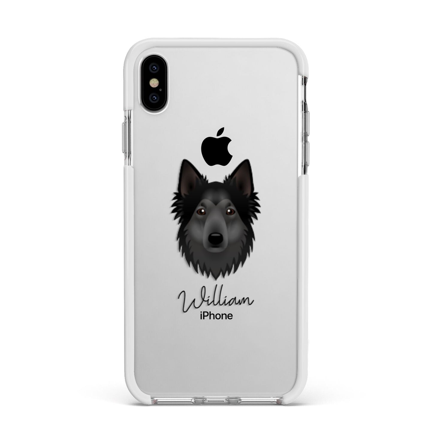 Shollie Personalised Apple iPhone Xs Max Impact Case White Edge on Silver Phone