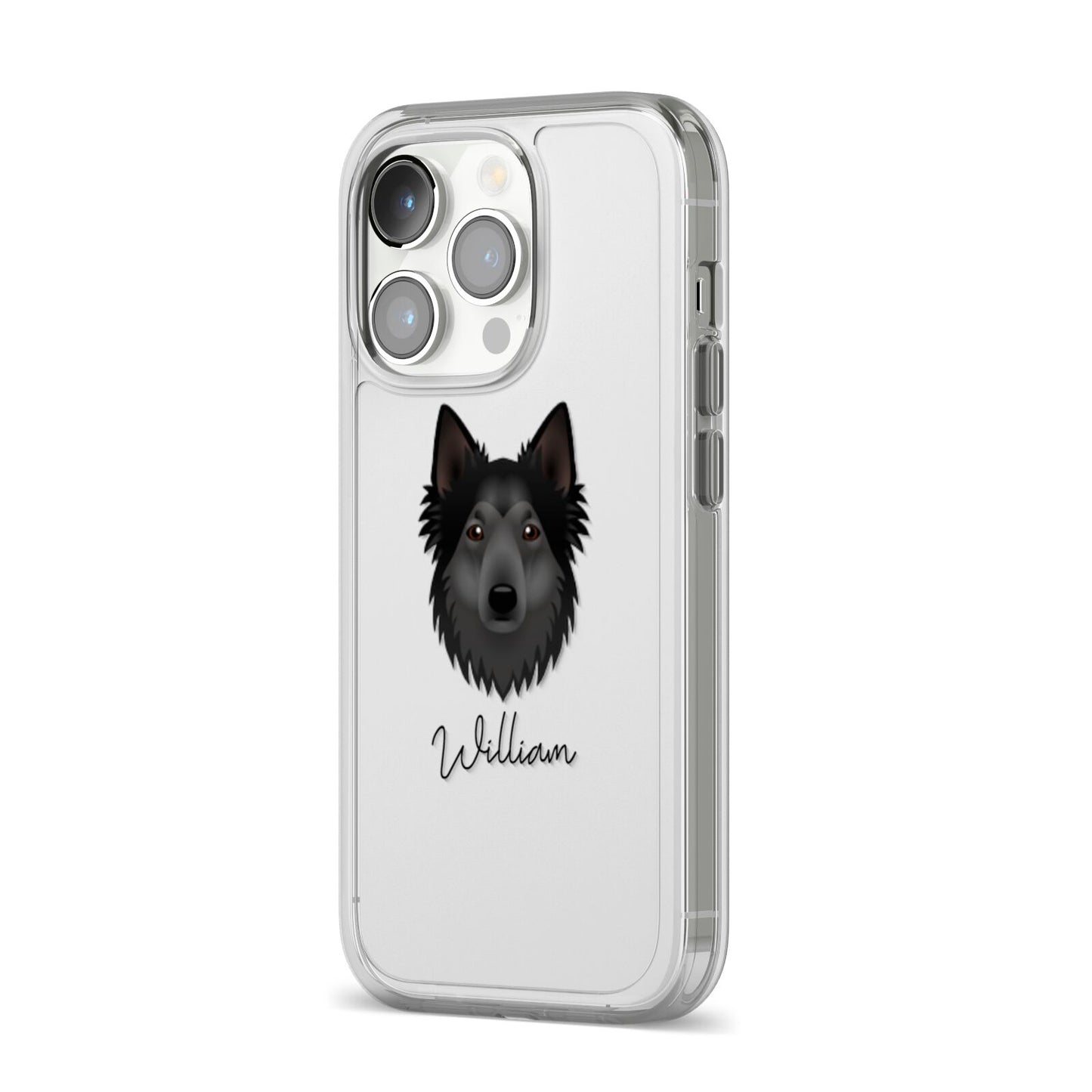 Shollie Personalised iPhone 14 Pro Clear Tough Case Silver Angled Image