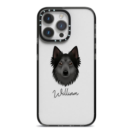 Shollie Personalised iPhone 14 Pro Max Black Impact Case on Silver phone