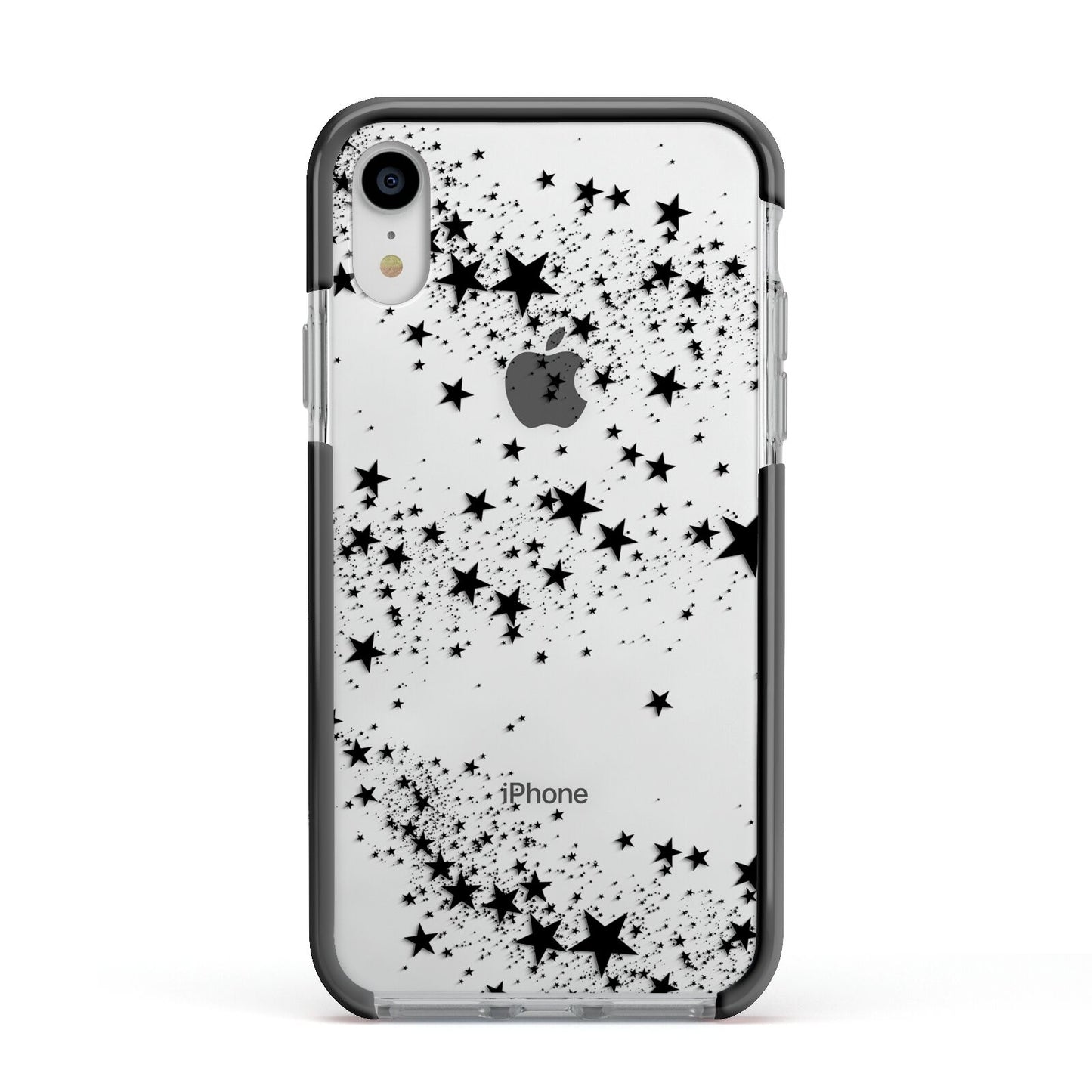Shooting Stars Apple iPhone XR Impact Case Black Edge on Silver Phone