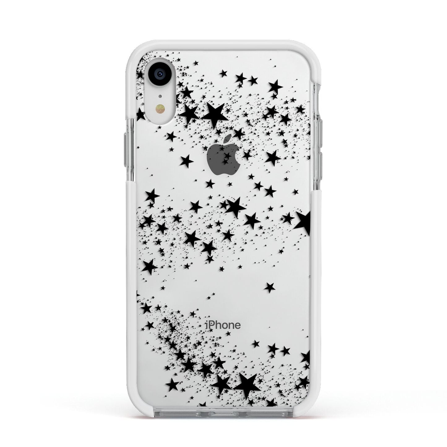 Shooting Stars Apple iPhone XR Impact Case White Edge on Silver Phone