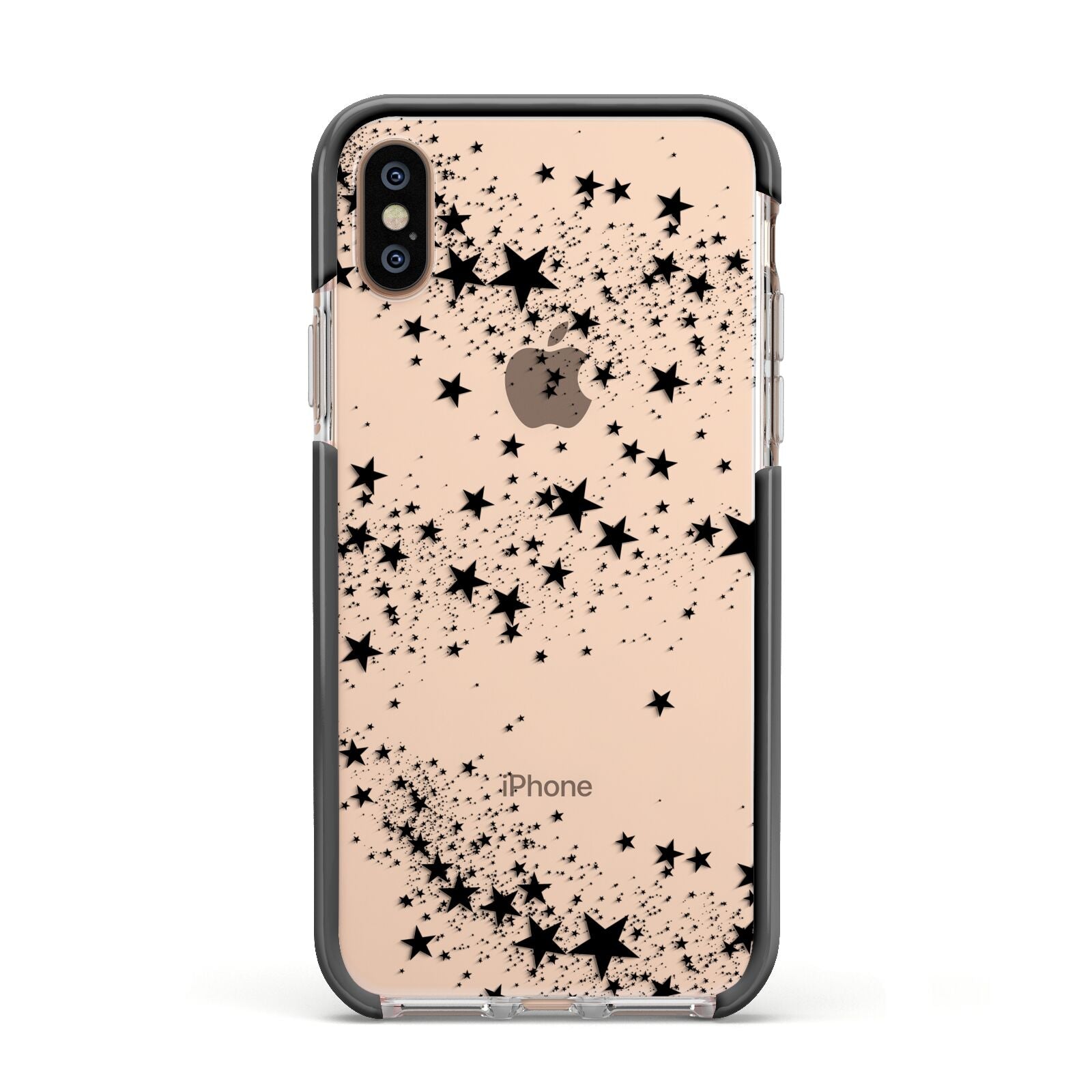 Shooting Stars Apple iPhone Xs Impact Case Black Edge on Gold Phone