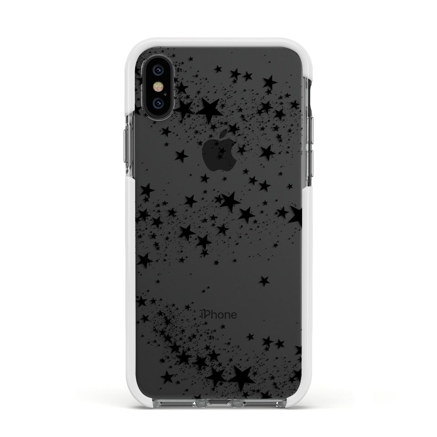 Shooting Stars Apple iPhone Xs Impact Case White Edge on Black Phone