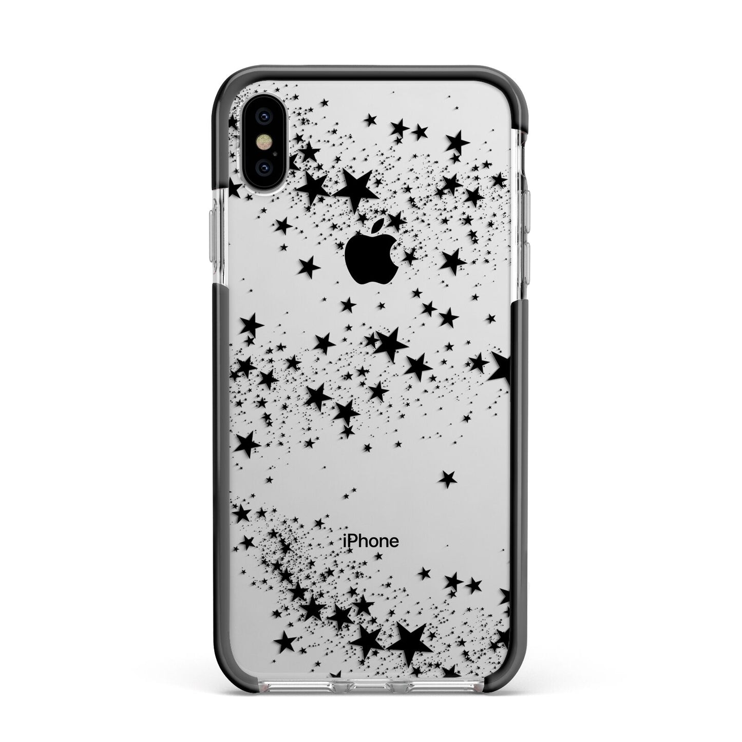 Shooting Stars Apple iPhone Xs Max Impact Case Black Edge on Silver Phone