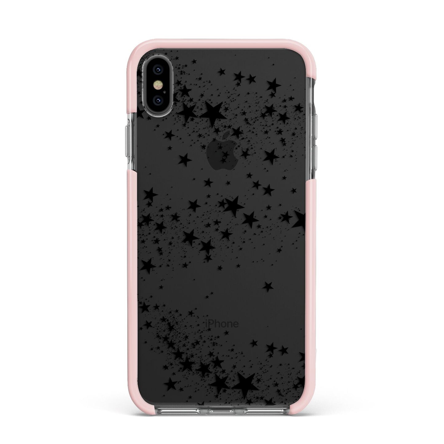 Shooting Stars Apple iPhone Xs Max Impact Case Pink Edge on Black Phone