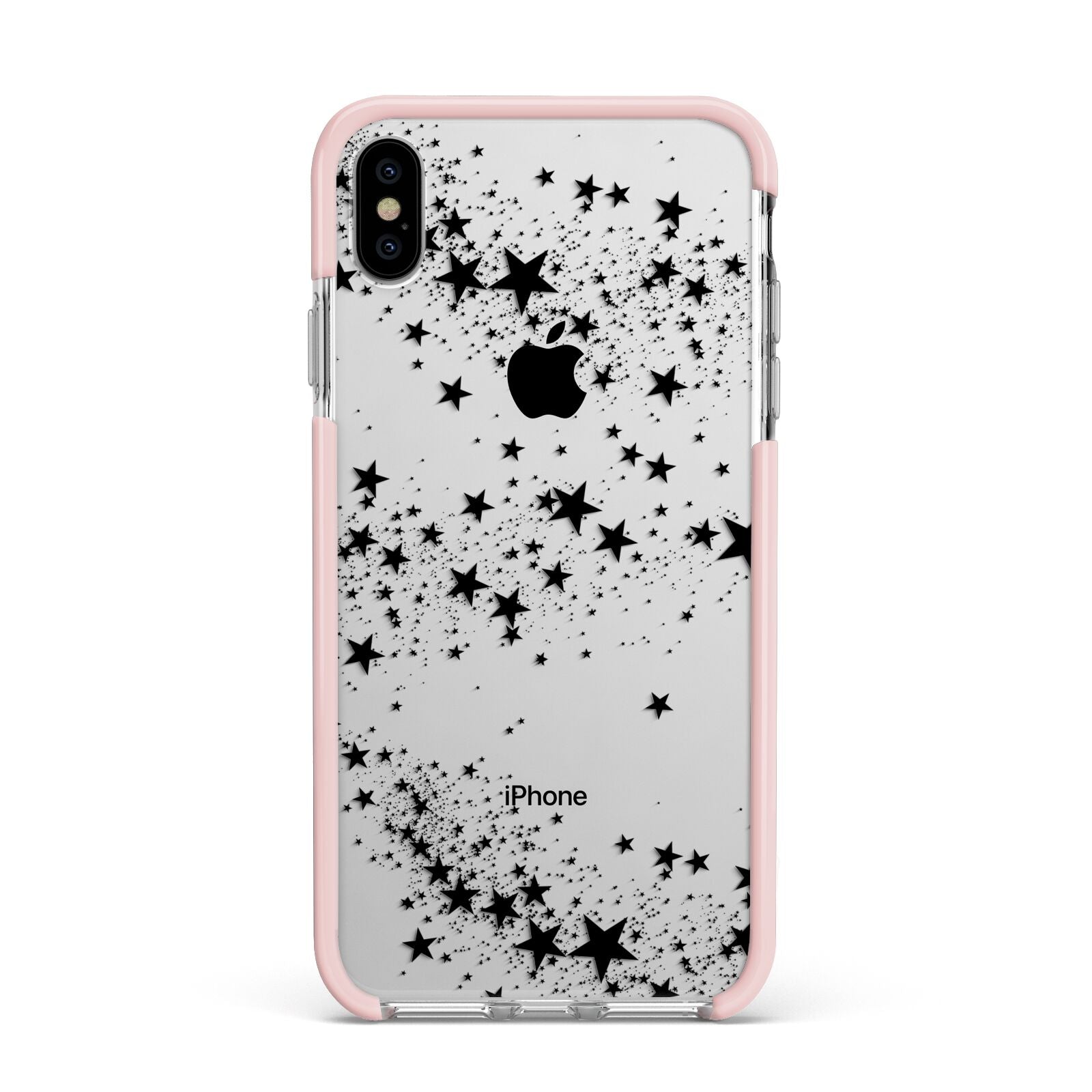 Shooting Stars Apple iPhone Xs Max Impact Case Pink Edge on Silver Phone