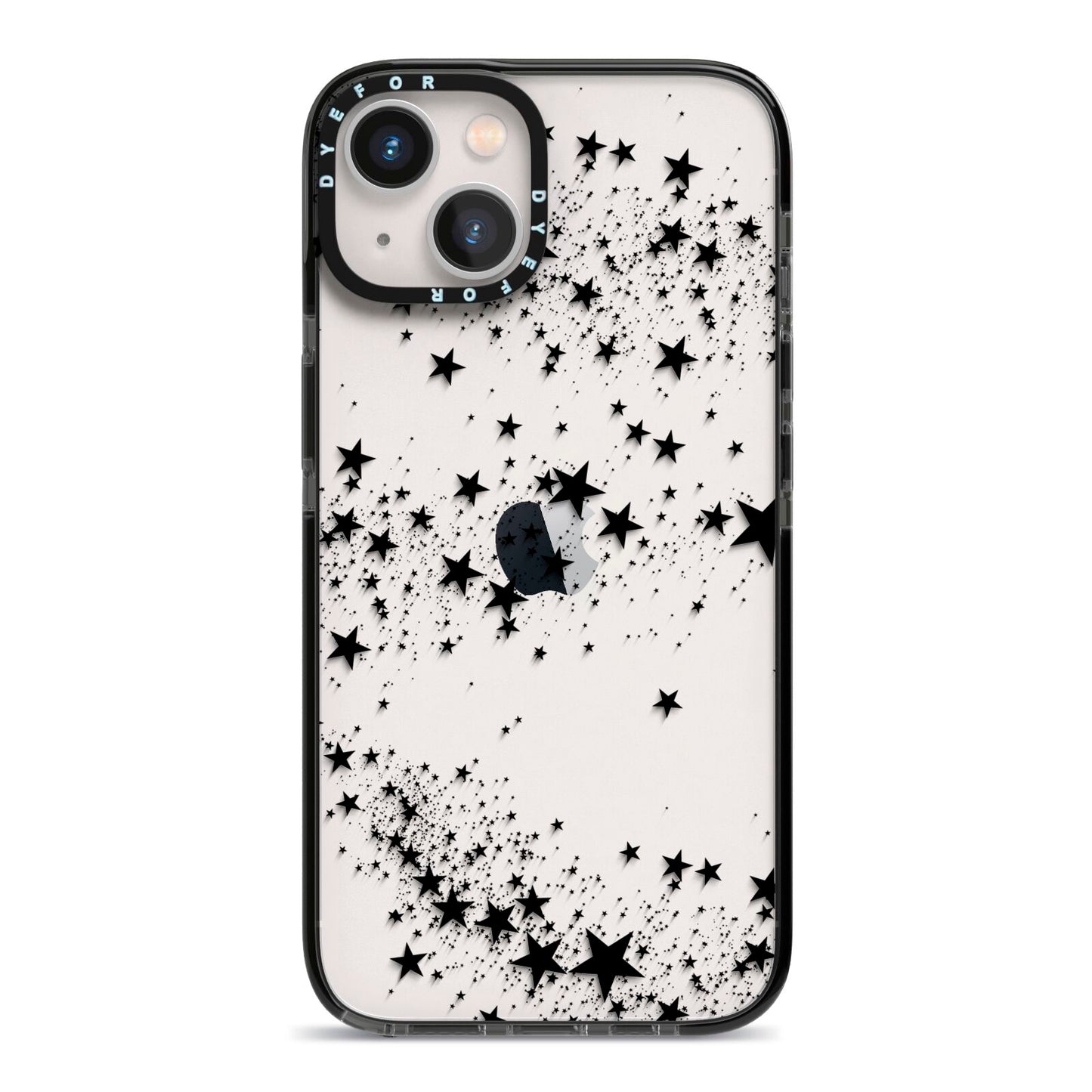 Shooting Stars iPhone 13 Black Impact Case on Silver phone