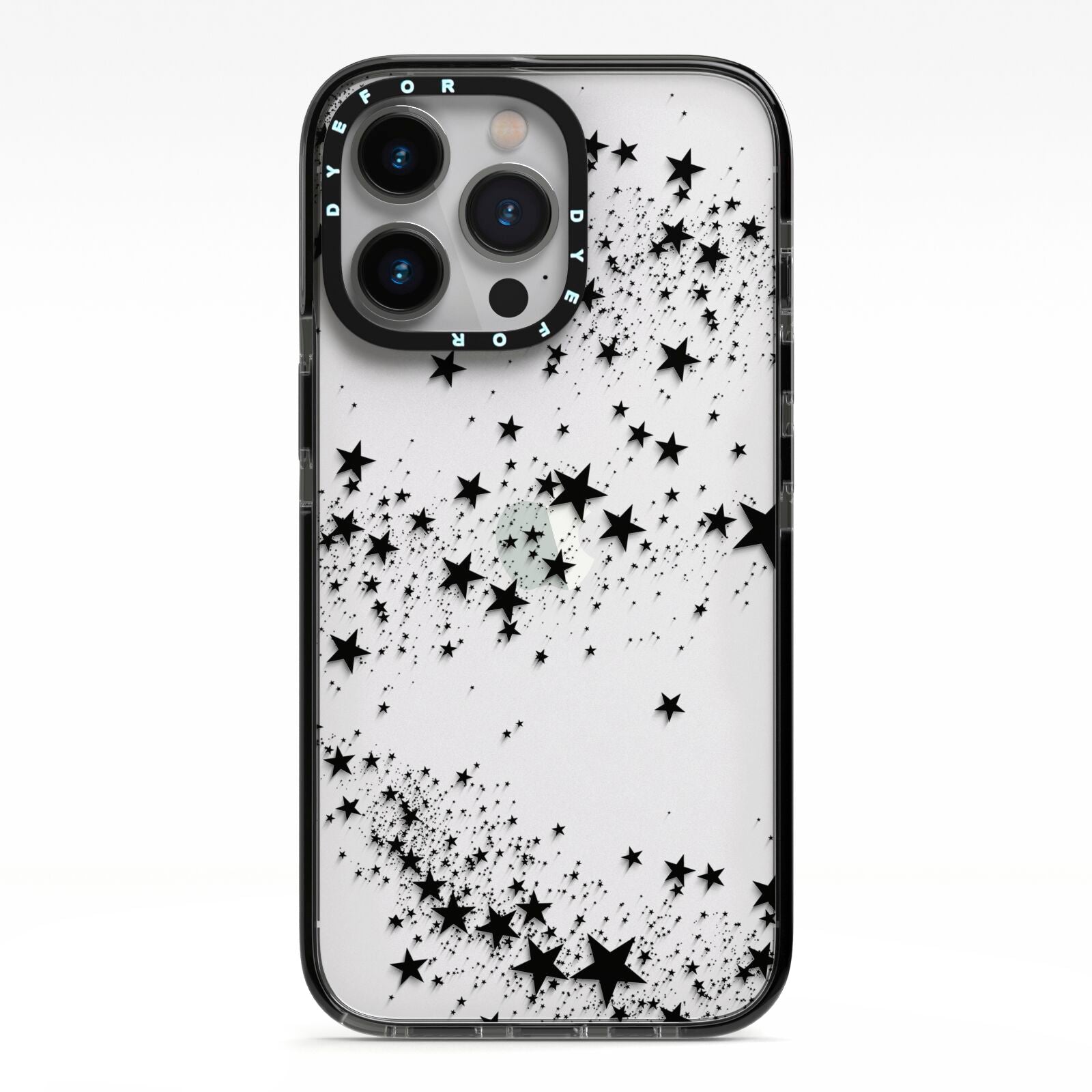 Shooting Stars iPhone 13 Pro Black Impact Case on Silver phone