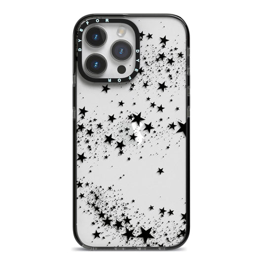 Shooting Stars iPhone 14 Pro Max Black Impact Case on Silver phone