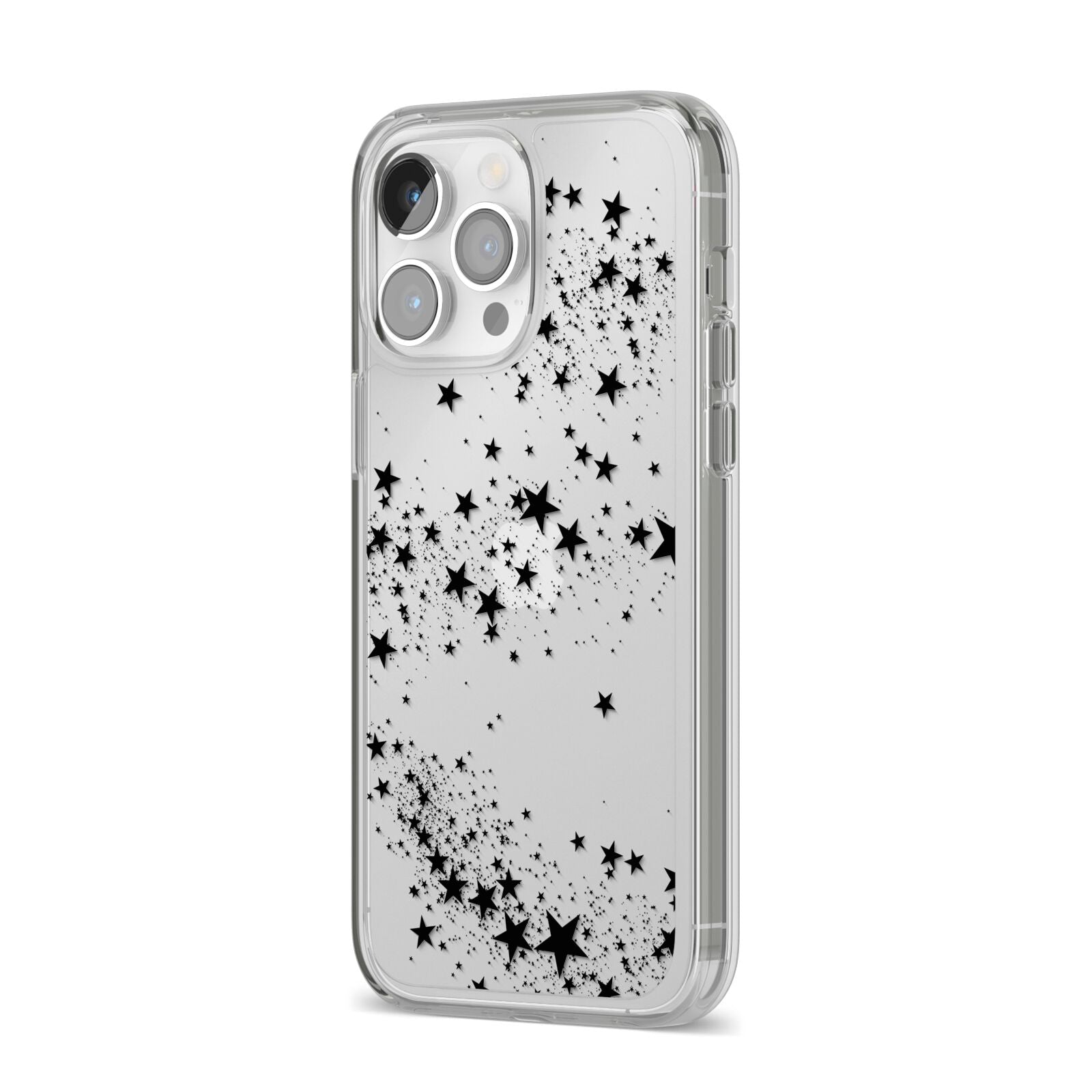 Shooting Stars iPhone 14 Pro Max Clear Tough Case Silver Angled Image
