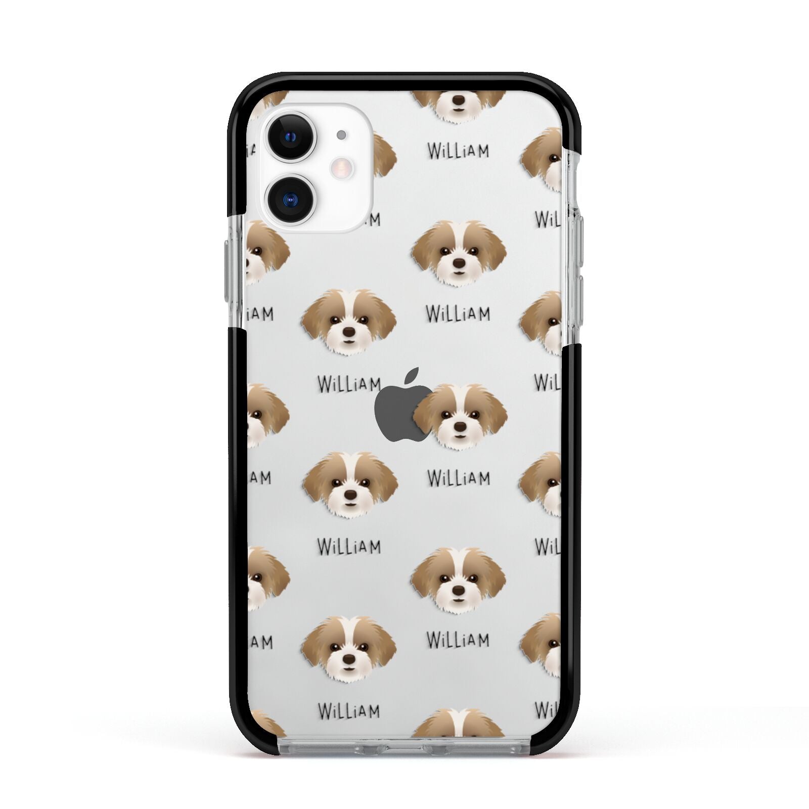 Shorkie Icon with Name Apple iPhone 11 in White with Black Impact Case