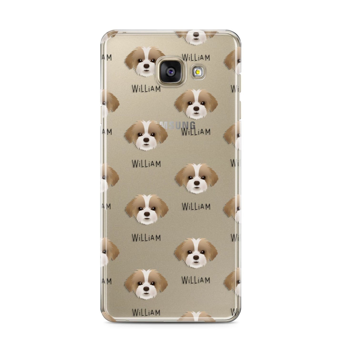Shorkie Icon with Name Samsung Galaxy A3 2016 Case on gold phone