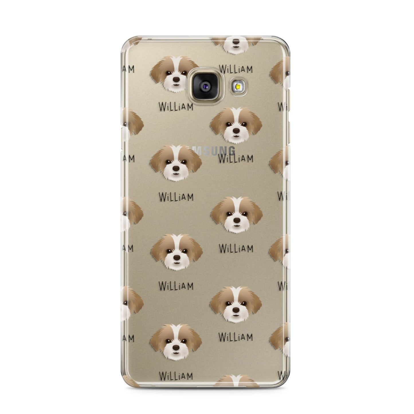Shorkie Icon with Name Samsung Galaxy A3 2016 Case on gold phone