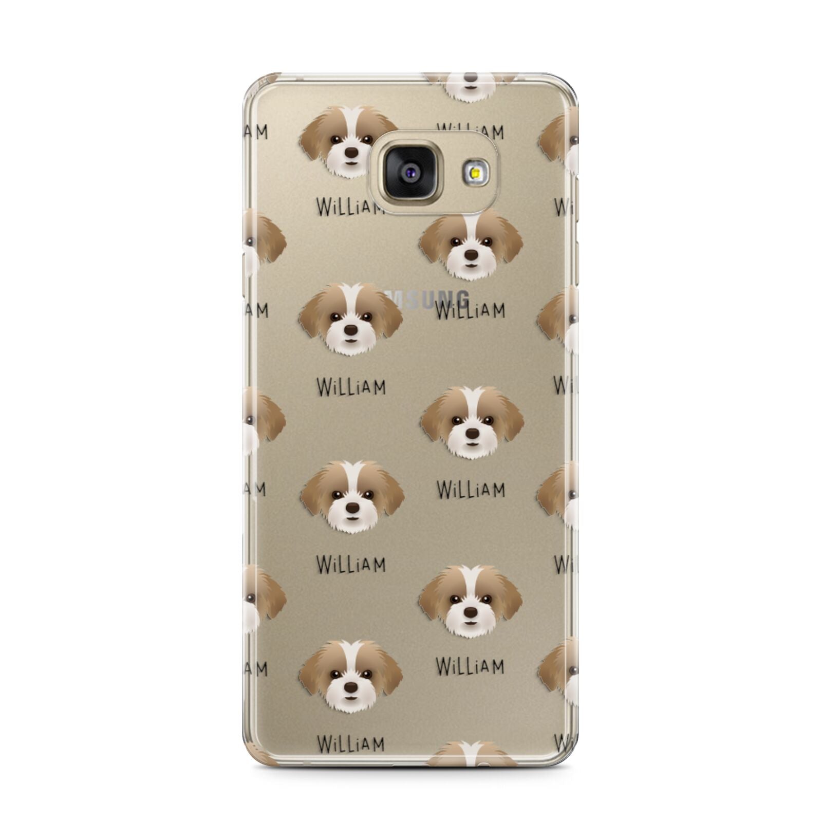 Shorkie Icon with Name Samsung Galaxy A7 2016 Case on gold phone
