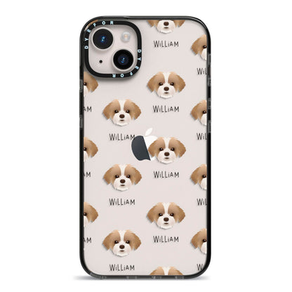 Shorkie Icon with Name iPhone 14 Plus Black Impact Case on Silver phone