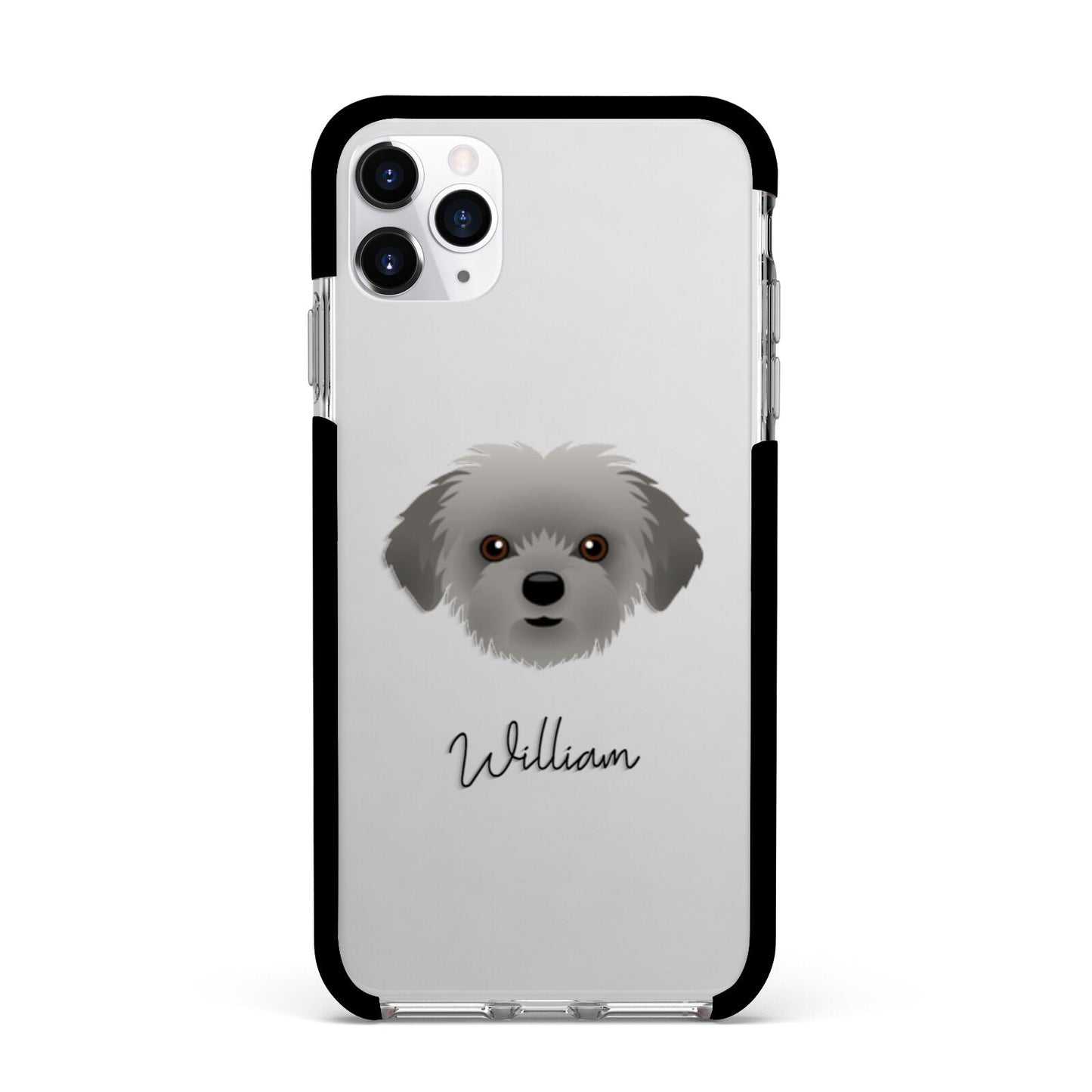 Shorkie Personalised Apple iPhone 11 Pro Max in Silver with Black Impact Case