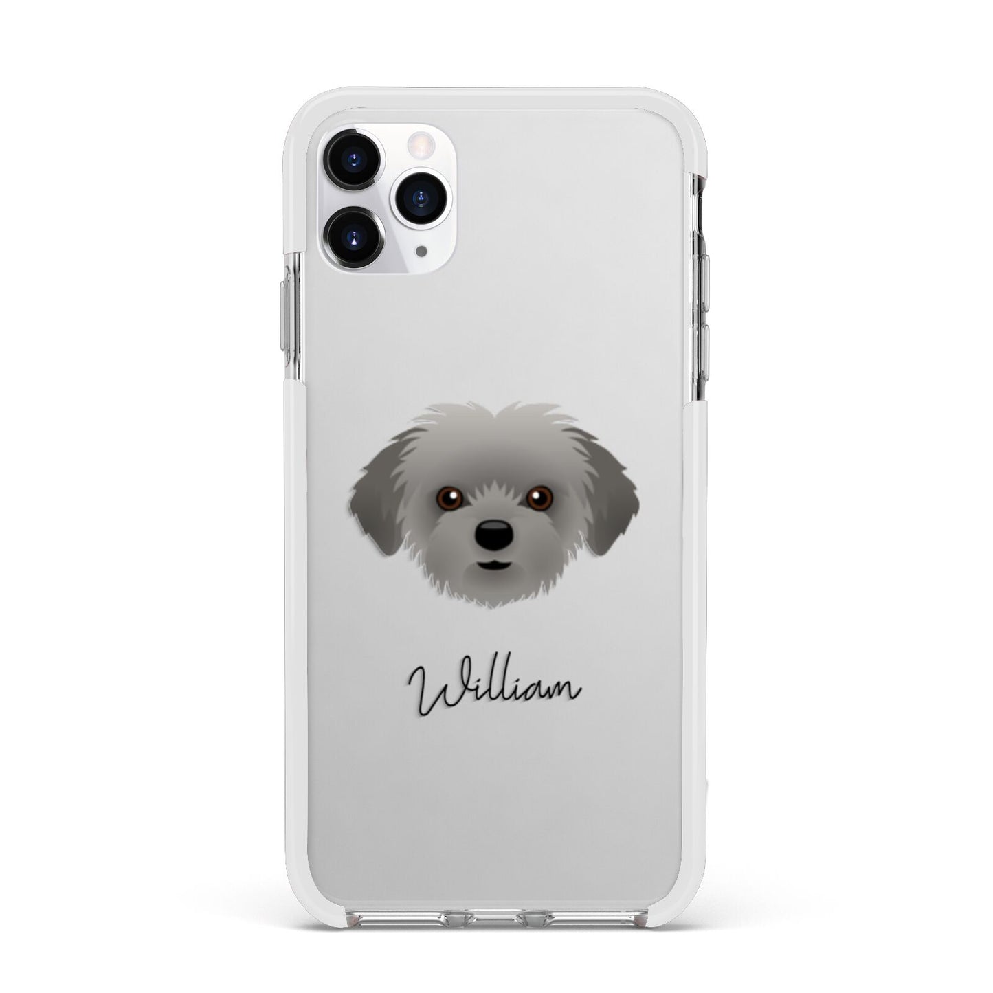 Shorkie Personalised Apple iPhone 11 Pro Max in Silver with White Impact Case