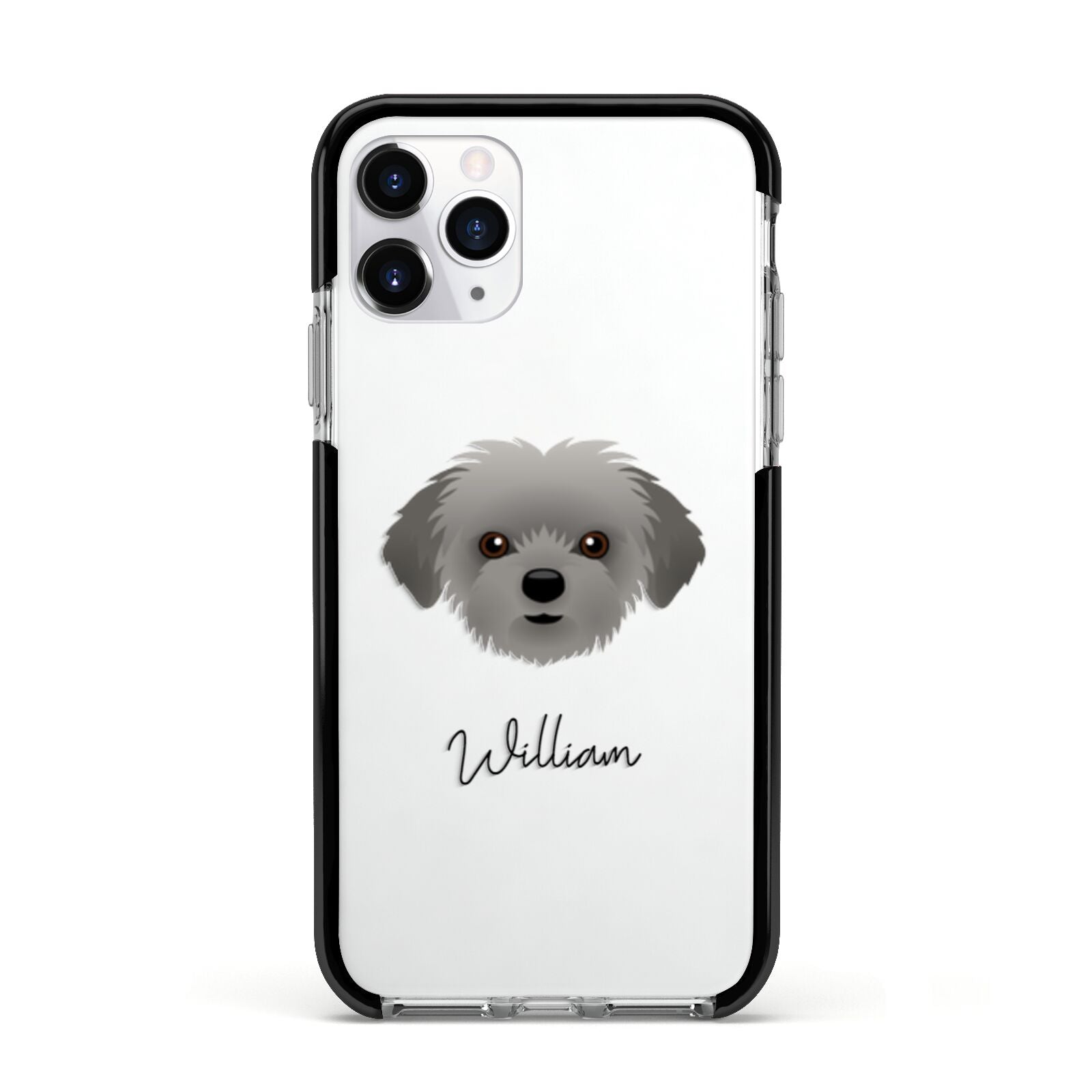 Shorkie Personalised Apple iPhone 11 Pro in Silver with Black Impact Case