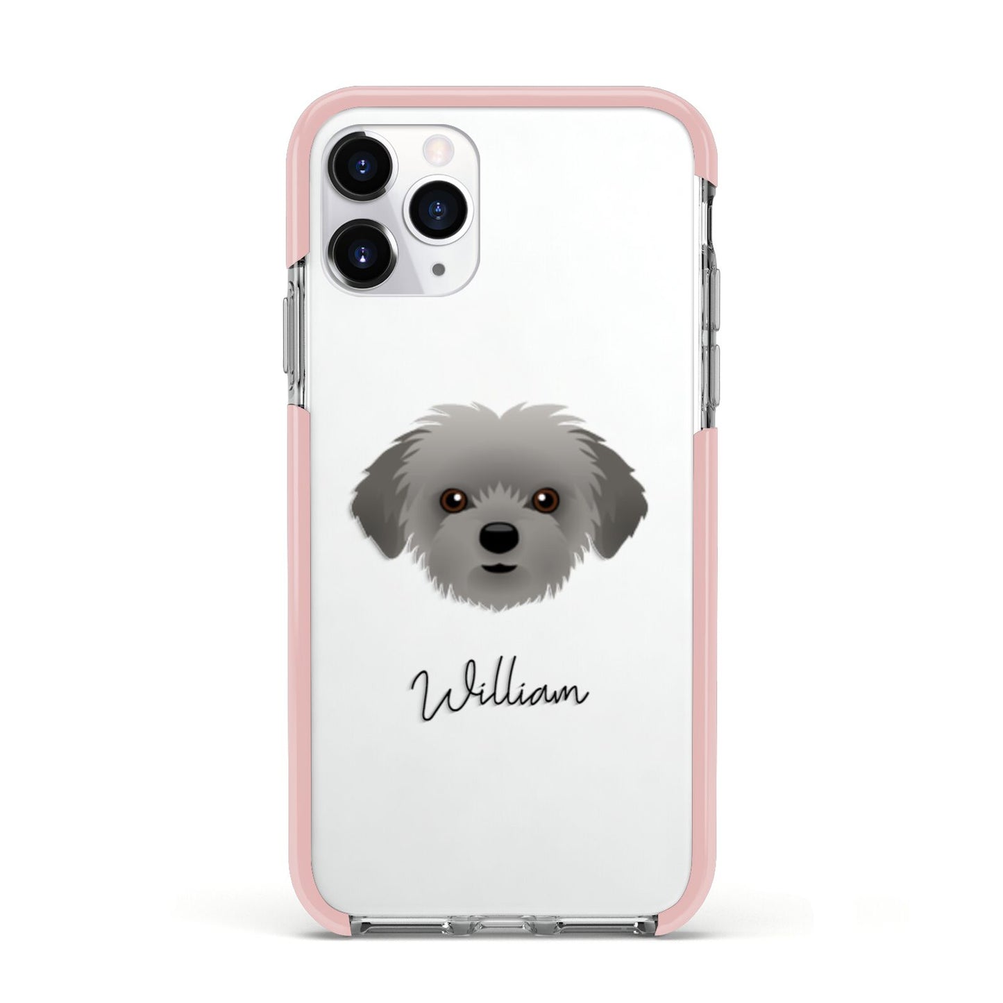Shorkie Personalised Apple iPhone 11 Pro in Silver with Pink Impact Case